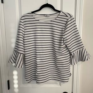 Croft and Barrow - white with navy stripes and cute sleeve detail. Medium